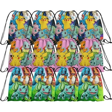 12 Packs Pokémon Candy Drawstring Bag – Perfect Drawstring Goodie Favor Bags for Boys and Girls, Ideal for Cartoon Birthday Party and Halloween Party