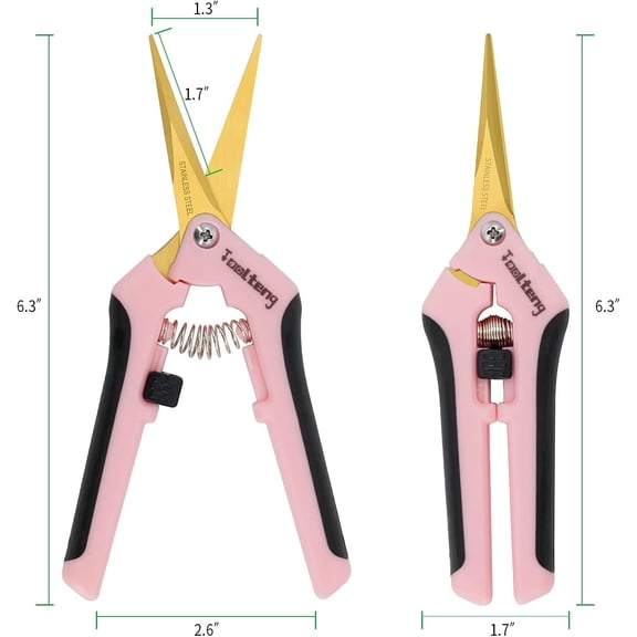 12 Packs Pruning Shears with Curved Blades, Garden Trimming Scissors, Gardening Hand Pruning Snips Coated Precision Bonsai Pruning Shears, Efficient Flower Cutters (Pink)
