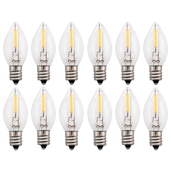 12-Packs Replacement Night Light Bulb 7W Equivalent, C7 Candelabra Base, for Flea Traps, Indoor and Outdoor Christmas Light Strings, Electric Window Candles