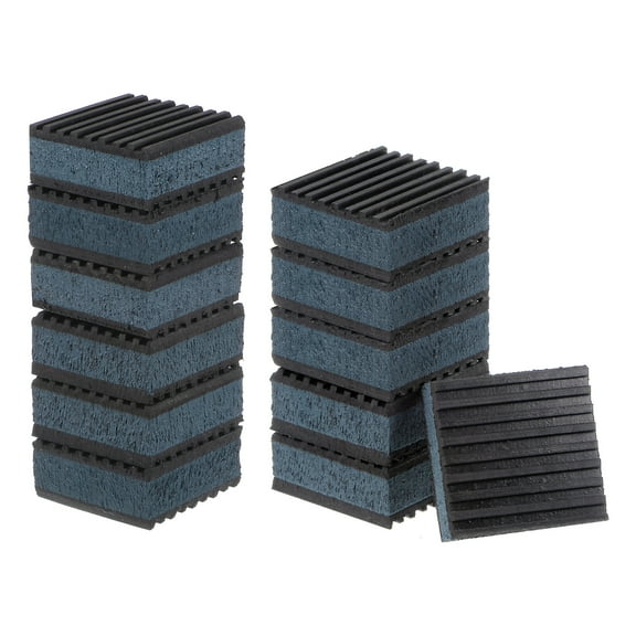 12 Packs Ribbed Anti-Vibration Isolation Rubber Pads 3" Length x 7/8" Thick, Square Anti Vibration Pads with EVA Layer