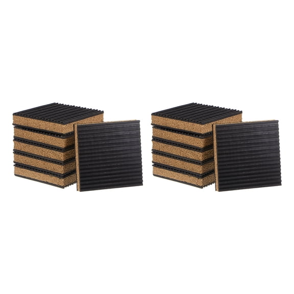12 Packs Ribbed Anti-Vibration Isolation Rubber Pads 4" Length x 7/8" Thick, Square Anti Vibration Pads with Cork Layer