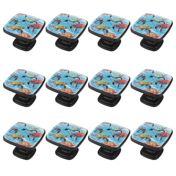 12 Packs Sea Turtle Cabinet Knobs- Pull Hardware Handle, Square Drawer knobs for Kitchen Cupboard Door, Bedroom Dresser Drawer, Bathroom Wardrobe Hardware