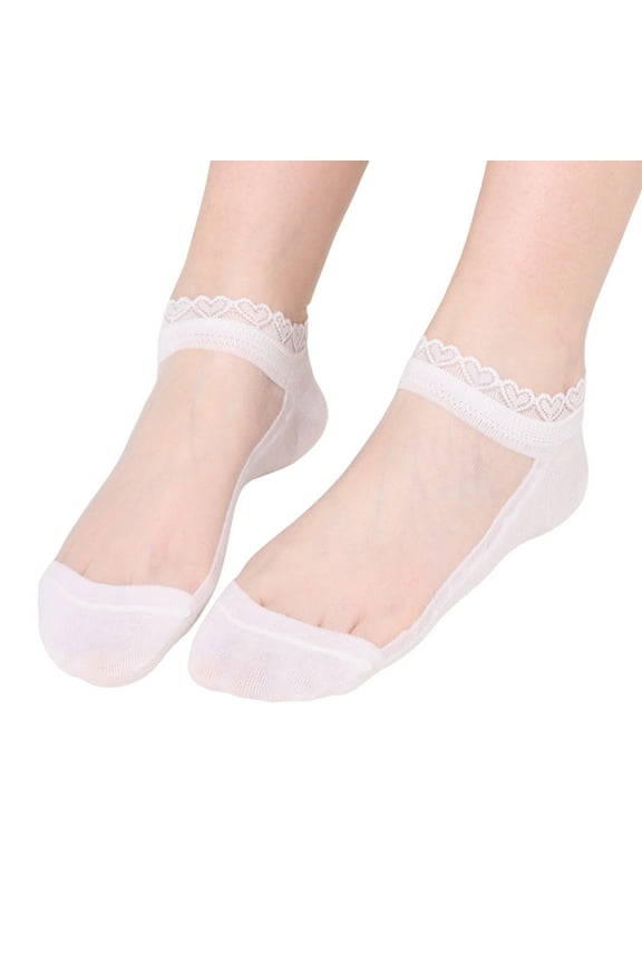 12 Packs Socks for Women Short Lace Glass Silk Crystal Silk Lace Short Socks