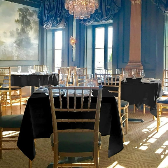 12 Packs Square Tablecloth, 52×52 Inch Polyester Washable Square Polyester Table Cover for Tables/Buffet/Wedding/Party/Restaurant(Black)