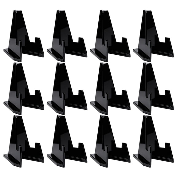 12 Packs Thick Acrylic Card Display Stand,2.2" Mini Easel Stands for Graded Cards,Baseball Sports Trading Cards,Challenge Coins & Photo Display,Premium Collectible Holder(Black)