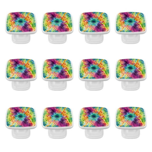 12 Packs Tie-Dye Cabinet Knobs- Pull Hardware Handle, Square Drawer knobs for Kitchen Cupboard Door, Bedroom Dresser Drawer, Bathroom Wardrobe Hardware