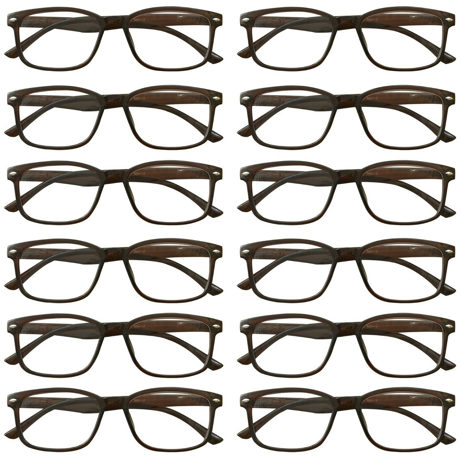 12 Packs Womens Square Frame Blue Light Blocking Computer Reading Glasses Classic Style Readers +2.50