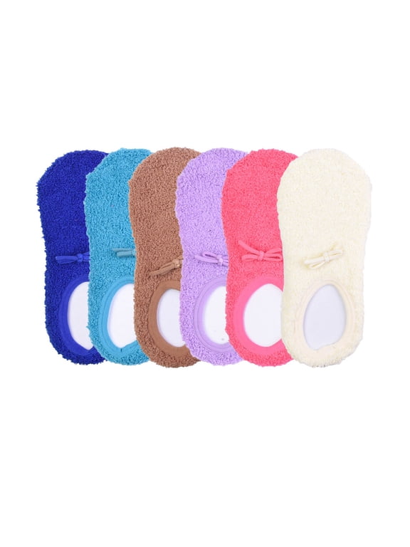 12 Packs of MOPAS Women's Plush Soft Winter Warm Low Cut Boat Socks with Non-Skid Grip
