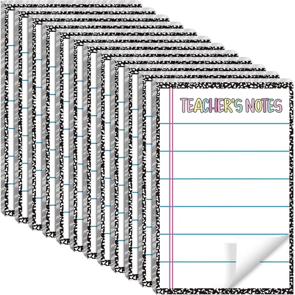 12 Pad Teacher Sticky Notes Bulk Gifts, Black and White, Popular