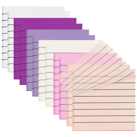 12 Pads 600 Sheets Transparent Lined Sticky Notes 3x3 inch, Clear Self-Adhesive Memo, Repositionable Note Pads for Office Supplies (Purple)