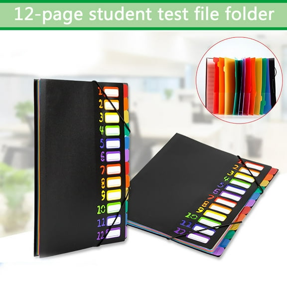 12 Pages Student Test Paper Storage Folder Music Classification Folder Yxwen, 1 Pc Folder, File File Document Organizer With Labels 12 Paper Folder Pockets Expanding & Stationery