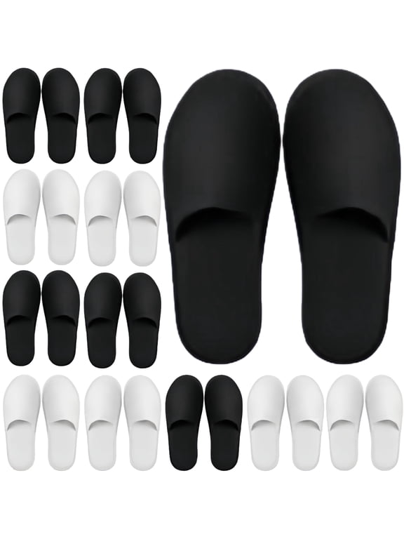 12 Pair Disposable Slippers for Guests Non Slip Disposable House Slippers Washable Reusable for Spa Travel Hotel Indoor Shoeless Home Bride Bathroom
