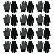 12 Pair Dotted PVC Nylon Work Gloves Single Sided Dotted Working Gloves with Superior Grip, Knit Safety Gloves for Work