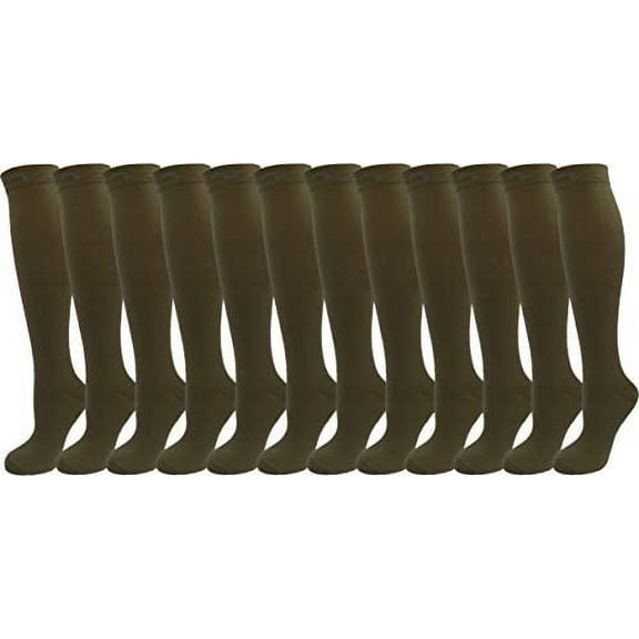 12 Pair M/L Graduated Compression Socks 15-20 mmHg Mens & Womens Khaki Brown