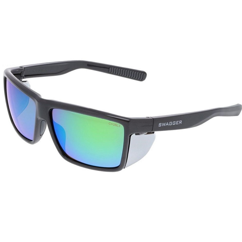 12 Pair MCR SAFETY Swagger SR22BG Charcoal Safety Glasses Green Mirror Lenses TP