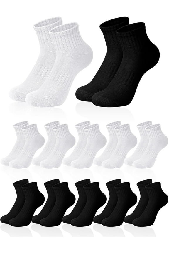 12 Pair Mini Crew Socks for Women Cotton Quarter Low Cut Ankle Socks Soft Breathable for Tennis Athletic Golf Running Select Color Select Size
