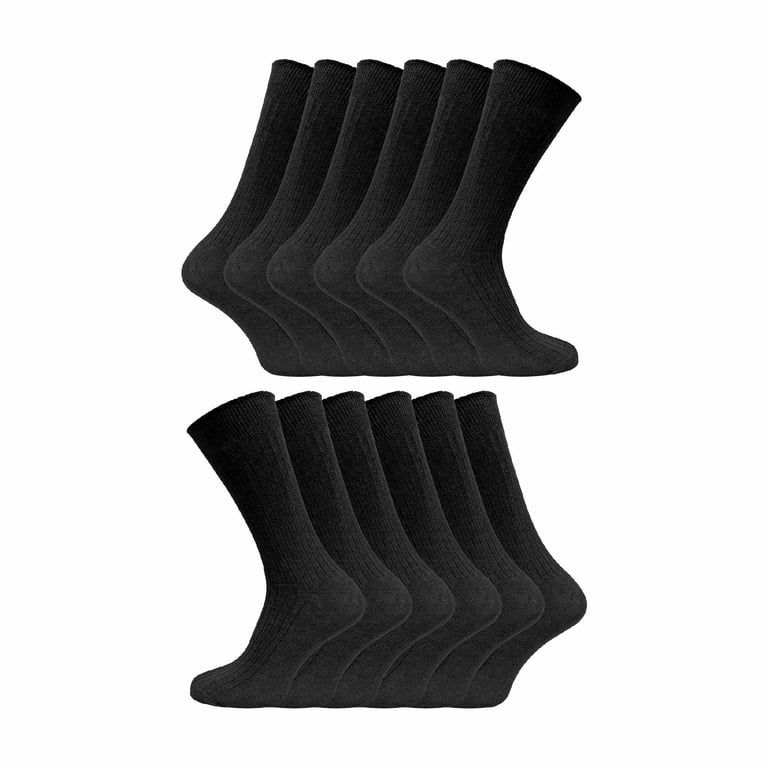 Sock Snob 12 Pair Multipack Mens 100% Cotton Socks - Black - L