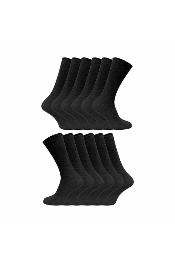 12 Pair Multipack Mens 100% Cotton Socks | Sock Snob | Ribbed Dress Socks