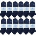 thumbnail image 1 of BILLIONHATS 12 Pairs of Boys & Girls Cotton Shoe Liner Training No Show Thin Low Cut Sport Ankle Socks, 6-8 (12 Pack Navy), 1 of 4