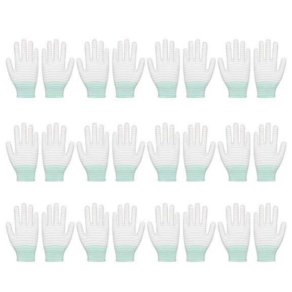 12 Pair PVC Dotted Carbon Fiber Gloves Featuring Conductive Thread for Antislip Performances and Static Discharge Safety in Industrial Applications
