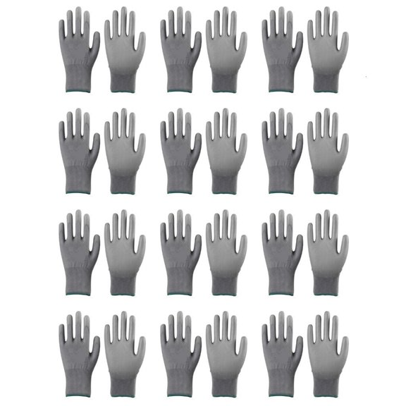 12 Pair Safety Work Gloves PU Coated Gloves Breathable Working Glove