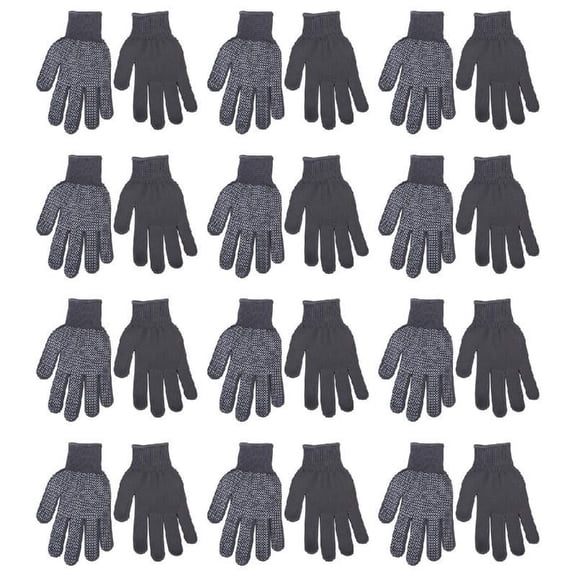 12 Pair Single Sided Working Gloves Polyester Cotton Work Gloves with Grip Dots