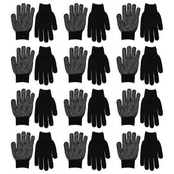 12 Pair Single Sided Working Gloves Polyester Cotton Work Gloves with Grip Dots
