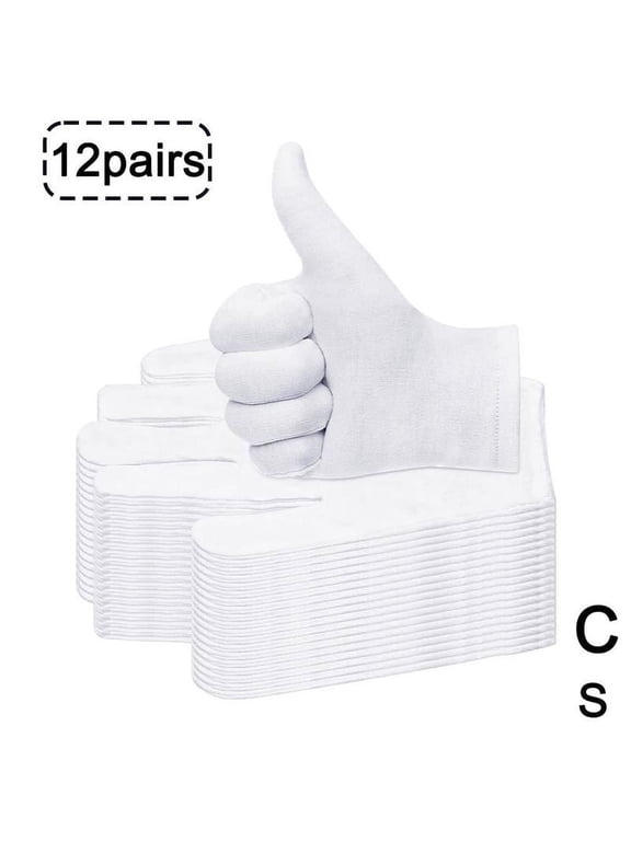 12 Pair Thin Reusable Cotton Work Gloves Antique Eczema Spa Coin Inspect6 X0W4