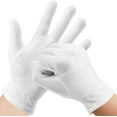 thumbnail image 1 of 12 Pair White Cotton Moisturizing Gloves Overnight Bedtime, Soft Eczema Gloves, Lotion Gloves for Dry Hands, Thick Washable Skin Spa Therapy Gloves with Wristband for Men and Women, 1 of 5