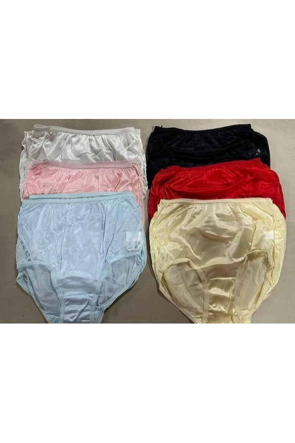 12 Pairs (1 dz) Famous Maker 100% NYLON Briefs Lace Side Sz - 6 UNISEX