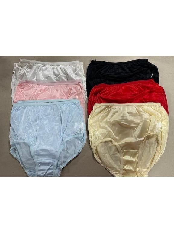 12 Pairs (1 dz) Famous Maker 100% NYLON Briefs Lace Side Sz - 6 UNISEX