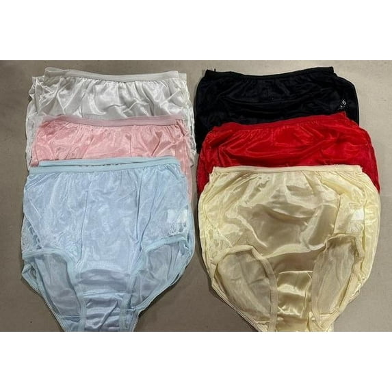 12 Pairs (1 dz) Famous Maker 100% NYLON Briefs Lace Side Sz - 7 UNISEX