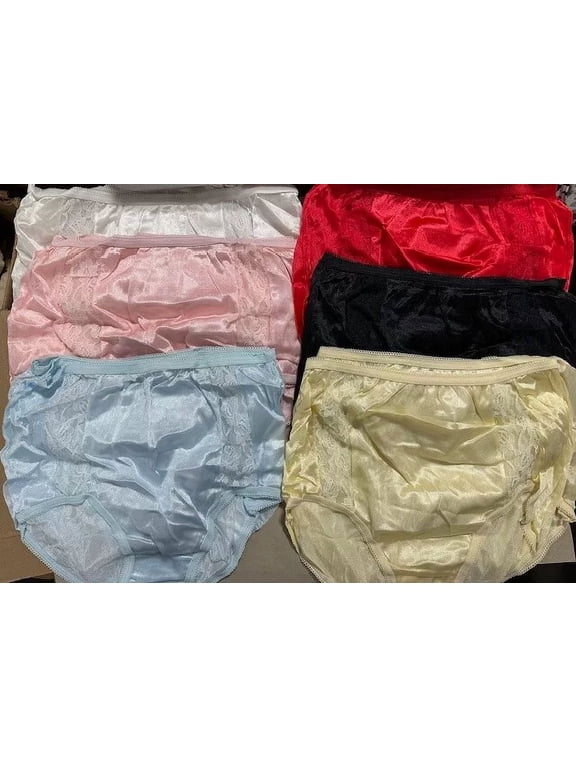 12 Pairs (1 dz) Famous Maker 100% NYLON Briefs lace front Sz - 6 UNISEX