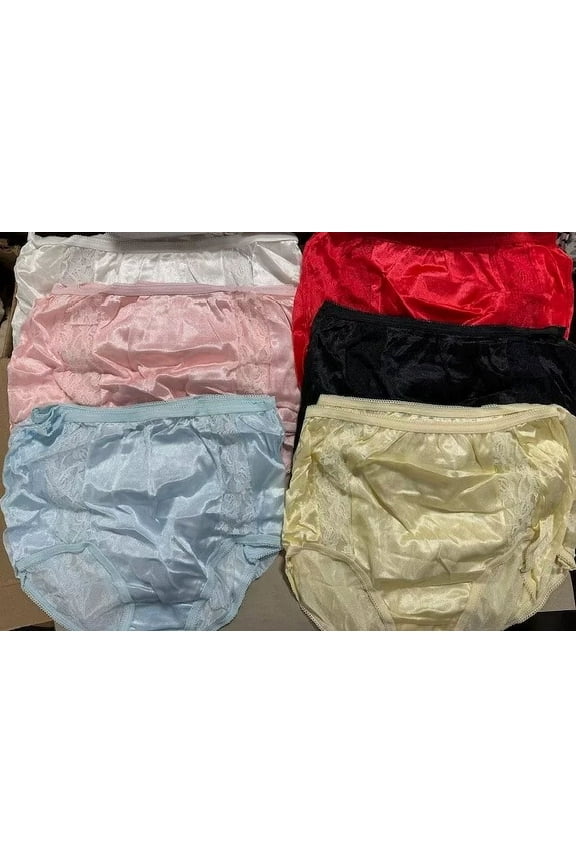12 Pairs (1 dz) Famous Maker 100% NYLON Briefs lace front Sz - 6 UNISEX