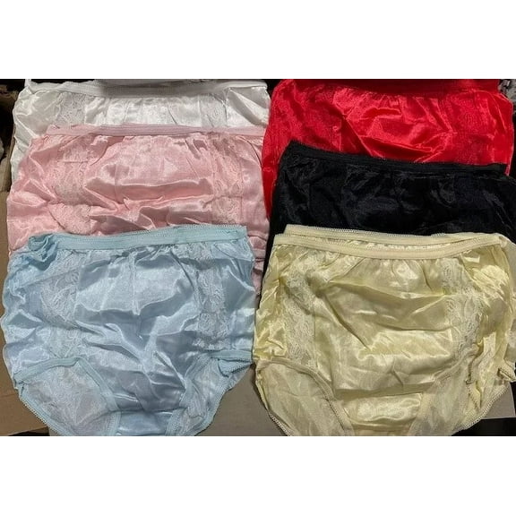 12 Pairs (1 dz) Famous Maker 100% NYLON Briefs lace front Sz - 7 UNISEX