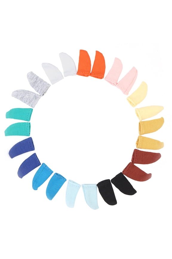 12 Pairs 12 Colors Solid Color Cloth Socks for Decoration Mixed Color 25x13x1mm 1 pair/color