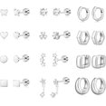 thumbnail image 1 of 12 Pairs 14K Gold Plated Flat Back Hypoallergenic Earrings for Women Men Surgical Stainless Steel Earrings for Sensitive Ears Small Gold Stud Hoop Cartilage Earring Stack Set,Silver 01, 1 of 6
