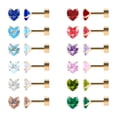 thumbnail image 1 of 12 Pairs Stainless Steel Flat Back Stud Earrings Surgical Steel Screw Back Round Star Heart Flower Birthstone Cubic Zirconia Stud Earrings Set, 1 of 2