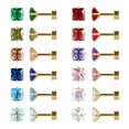 thumbnail image 1 of 12 Pairs 18K Gold Plated Surgical Stainless Steel Stud Earrings, Flat Back Screw Round Heart Star Square Teardrop CZ Brithstone Cartilage Helix Stud Earrings Set for Women, 1 of 7