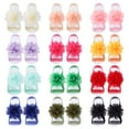 thumbnail image 1 of 12 Pairs 2.8" Solid Colorful Chiffon Flower Barefoot Sandals Elastic Ribbon Strap String Soleless Footless Shoes Floral Bows Feet Wraps Accessories for Baby Girls Newborns Infants Toddlers Kids, 1 of 4