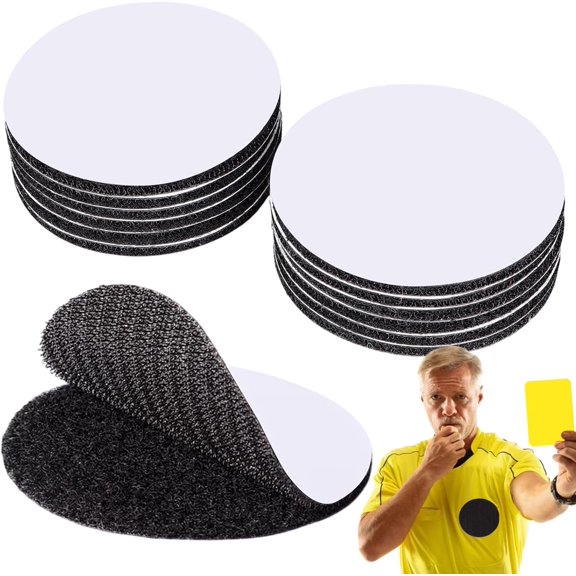 12 Pairs 3 Inch Referee Patch Hook and Loop Dots, Reusable Round Double Sided Adhesive Fasteners, Self Sticky Circle Tape for DIY Wall Decor Tool Hanging, Sticking Car Rug Uniforms Badge
