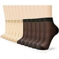 thumbnail image 1 of G&Y 12 Pairs Sheer Ankle Stockings for Women, 20D Nylon Socks, 6Black & 6Nude, 1 of 7
