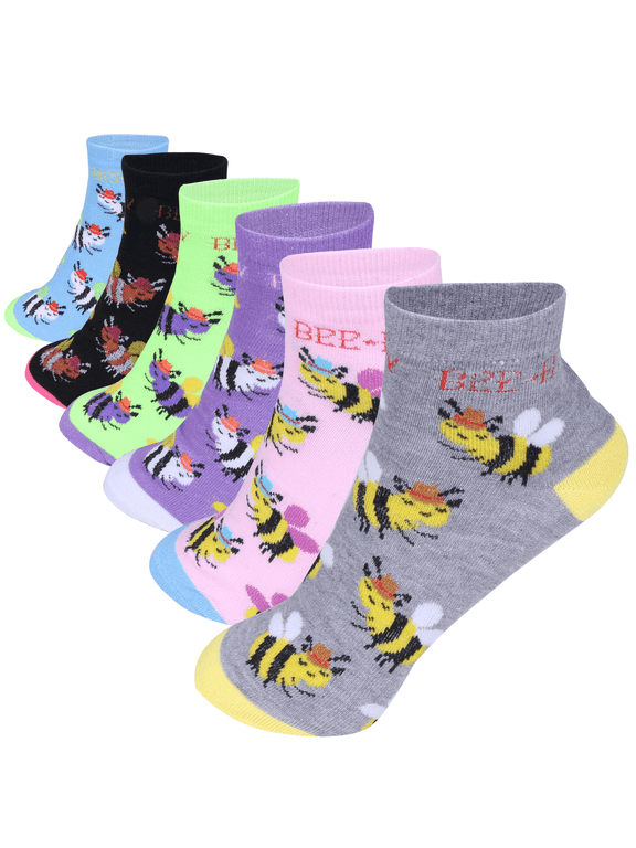 12 Pairs Assorted Women's Lightweight Cotton Socks Bumble Bee Casual Low Cut Ankle Size: 9-11