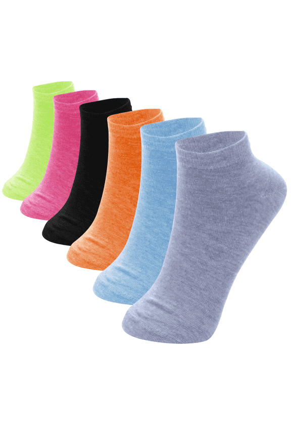 12 Pairs Assorted Women's Lightweight Cotton Socks Neon Color Casual Low Cut Ankle Size: 9-11