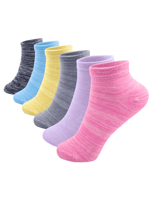 12 Pairs Assorted Women's Lightweight Cotton Socks Space Dye Casual Low Cut Ankle Size: 9-11