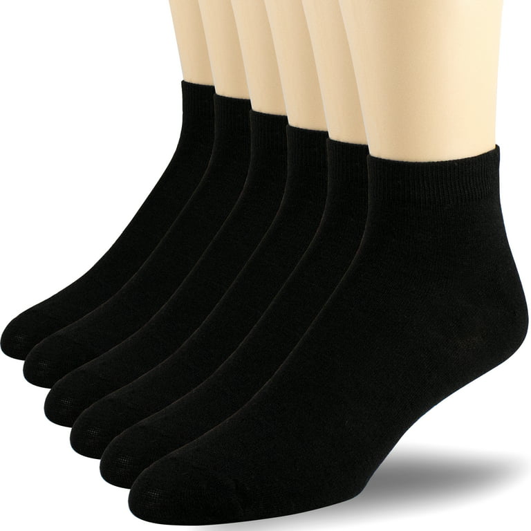 12 Pairs Athletic Thin Cotton Ankle Socks for Men and Women Black Size 9-11