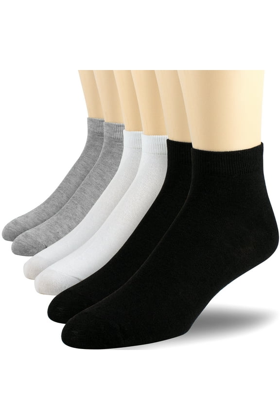 12 Pairs Athletic Thin Cotton Ankle Socks for Men and Women Mixed Color Size 10-13