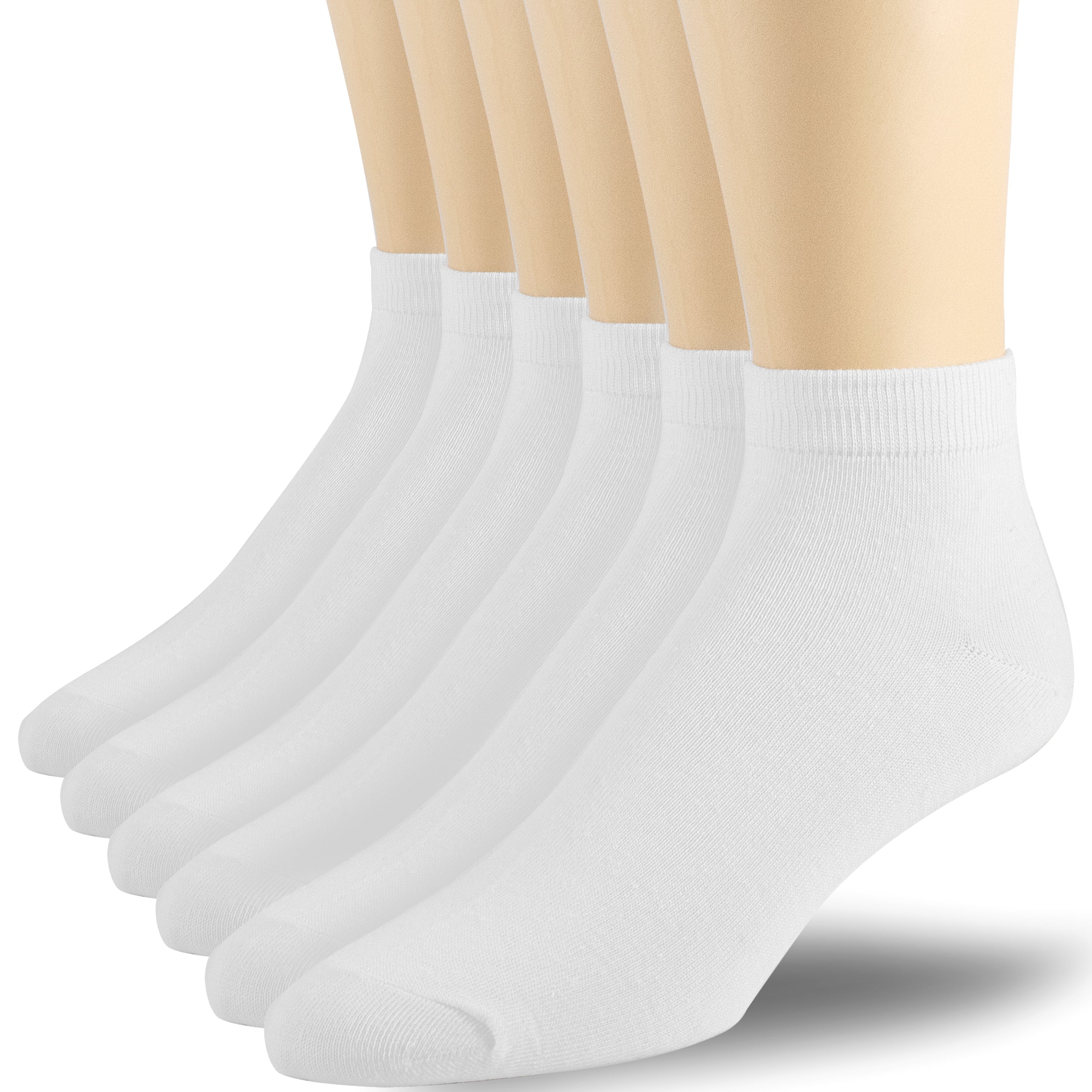 12 Pairs Athletic Thin Cotton Ankle Socks for Men and Women White