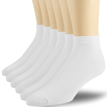 12 Pairs Athletic Thin Cotton Ankle Socks for Men and Women White Size 9-11