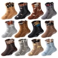 thumbnail image 1 of 12 Pairs Baby Girls Grips Socks Kids Toddlers Infants Anti Slip Non Skid Funny Cartoon Crew Breathable Cotton Socks, 1 of 6